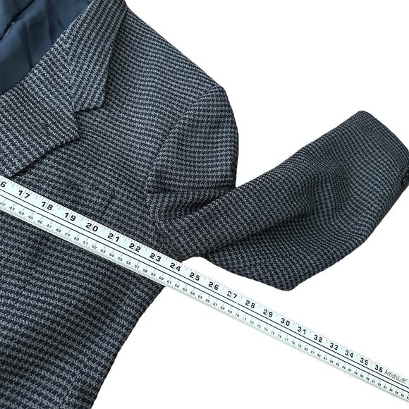 Giorgio Armani Mani Blazer Jacket Mens 44L Blue Gray Houndstooth Single Breasted - Picture 9 of 11